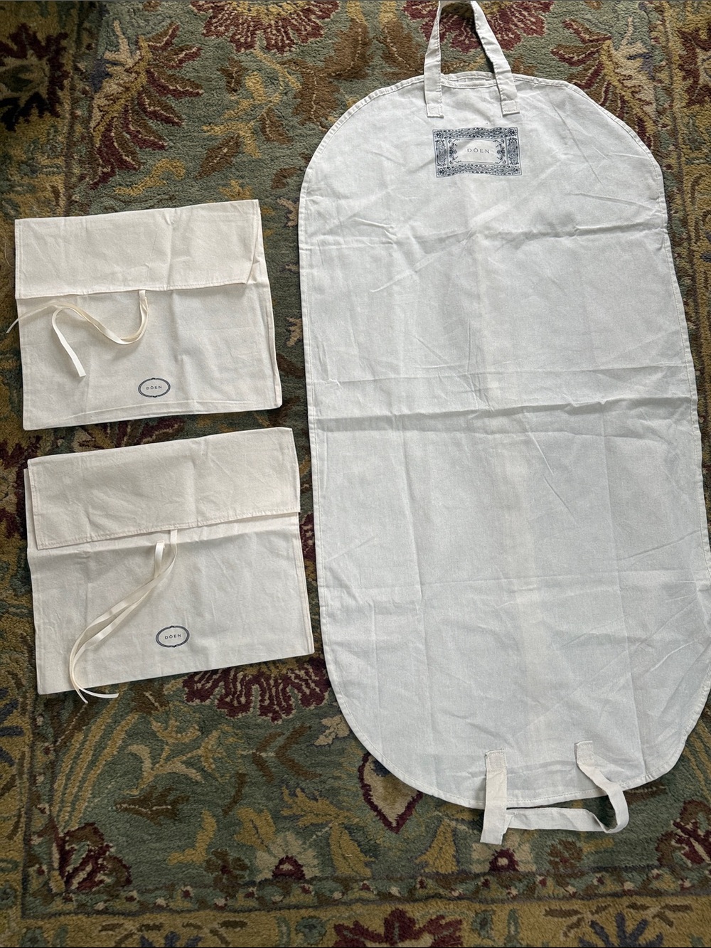 DOEN garments bags &2 small dusted bags